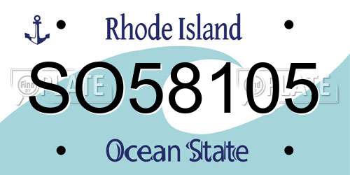 SO58105 Rhode Island License Plate