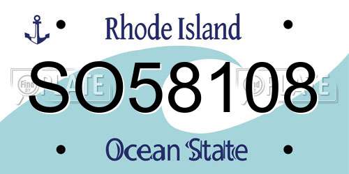 SO58108 Rhode Island License Plate
