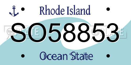 SO58853 Rhode Island License Plate