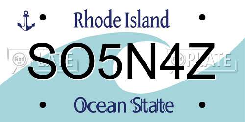 SO5N4Z Rhode Island License Plate