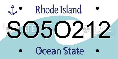 SO5O212 Rhode Island License Plate