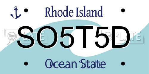 SO5T5D Rhode Island License Plate
