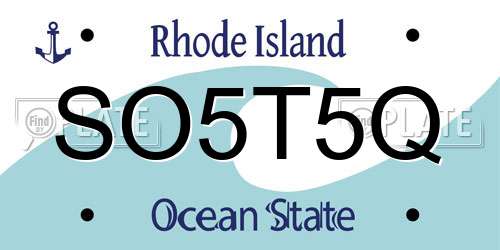 SO5T5Q Rhode Island License Plate