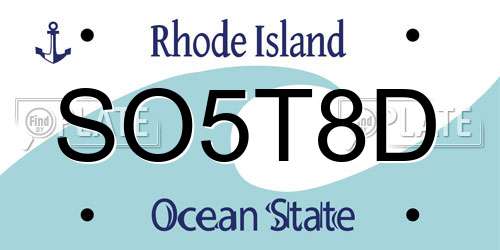SO5T8D Rhode Island License Plate