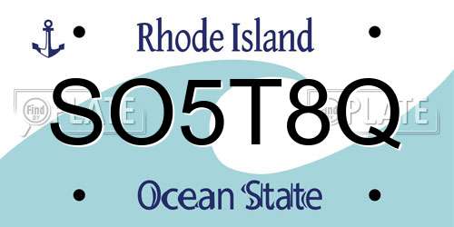 SO5T8Q Rhode Island License Plate