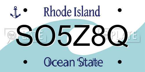 SO5Z8Q Rhode Island License Plate