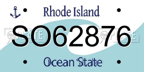 SO62876 Rhode Island License Plate