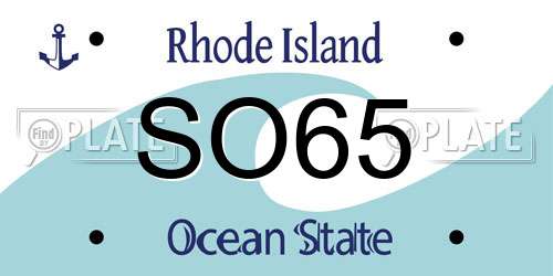 SO65 Rhode Island License Plate