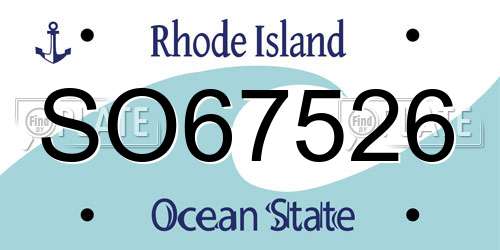 SO67526 Rhode Island License Plate