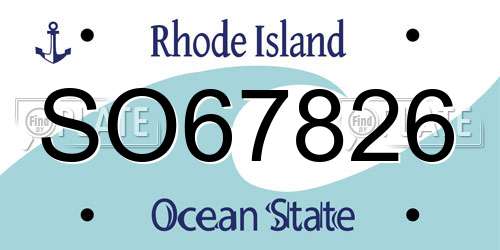 SO67826 Rhode Island License Plate