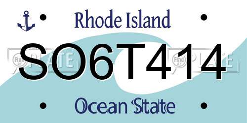 SO6T414 Rhode Island License Plate
