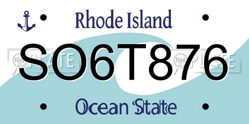 SO6T876 Rhode Island License Plate