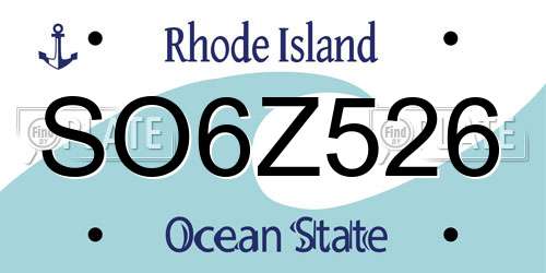 SO6Z526 Rhode Island License Plate