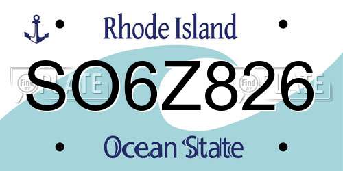 SO6Z826 Rhode Island License Plate