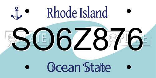 SO6Z876 Rhode Island License Plate