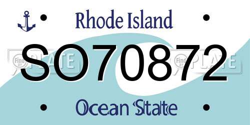SO70872 Rhode Island License Plate