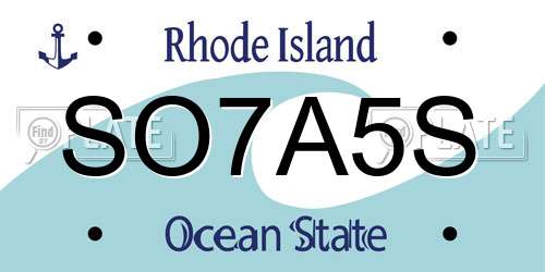 SO7A5S Rhode Island License Plate