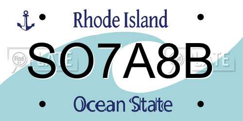 SO7A8B Rhode Island License Plate