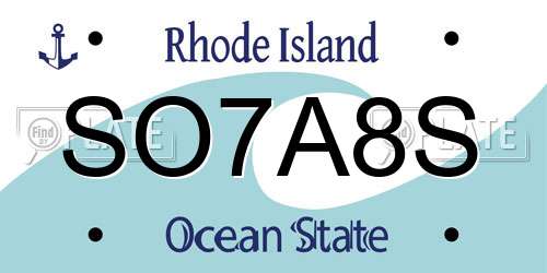 SO7A8S Rhode Island License Plate