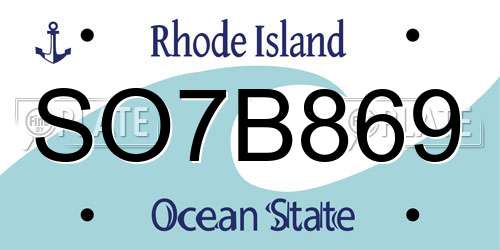 SO7B869 Rhode Island License Plate