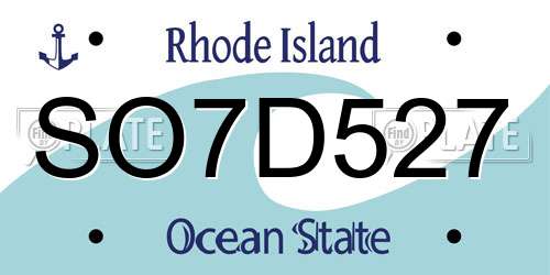 SO7D527 Rhode Island License Plate