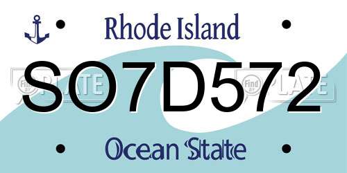 SO7D572 Rhode Island License Plate