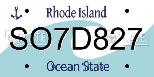 SO7D827 Rhode Island License Plate