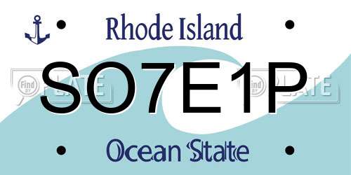SO7E1P Rhode Island License Plate