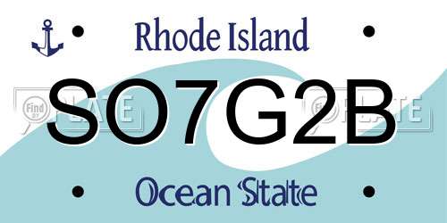 SO7G2B Rhode Island License Plate
