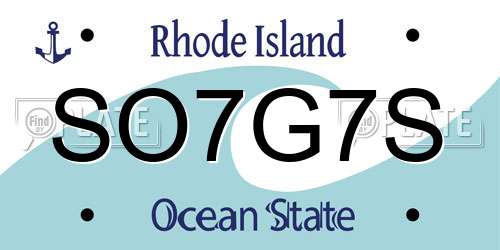SO7G7S Rhode Island License Plate