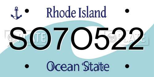 SO7O522 Rhode Island License Plate