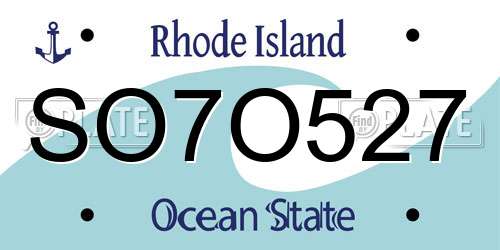 SO7O527 Rhode Island License Plate