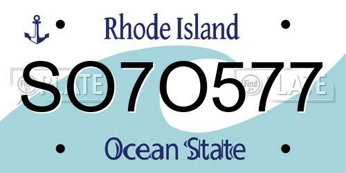SO7O577 Rhode Island License Plate