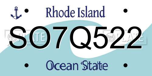 SO7Q522 Rhode Island License Plate