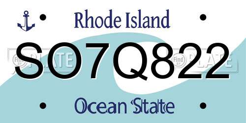 SO7Q822 Rhode Island License Plate