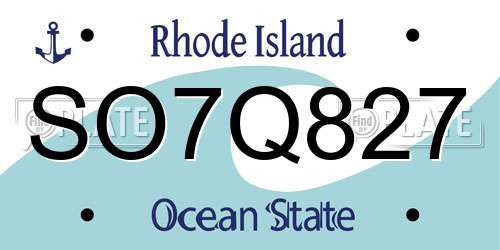 SO7Q827 Rhode Island License Plate