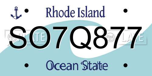 SO7Q877 Rhode Island License Plate