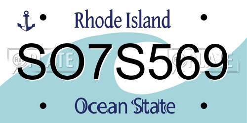 SO7S569 Rhode Island License Plate