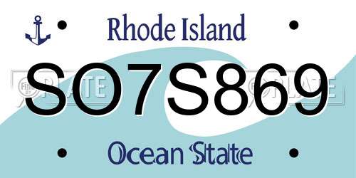 SO7S869 Rhode Island License Plate