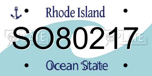 SO80217 Rhode Island License Plate