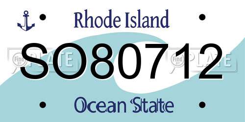 SO80712 Rhode Island License Plate