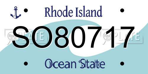 SO80717 Rhode Island License Plate