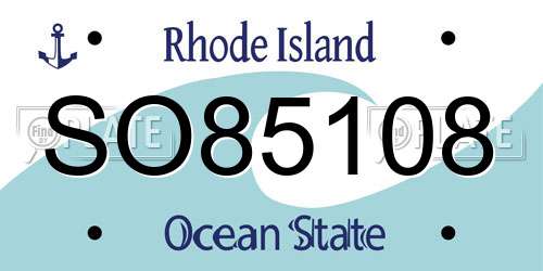 SO85108 Rhode Island License Plate