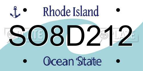 SO8D212 Rhode Island License Plate
