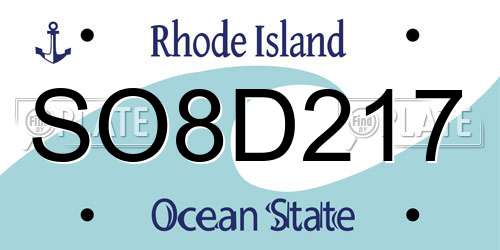 SO8D217 Rhode Island License Plate