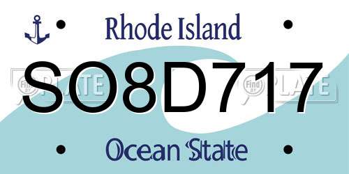 SO8D717 Rhode Island License Plate
