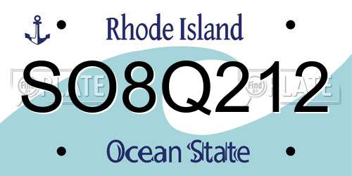 SO8Q212 Rhode Island License Plate