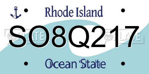 SO8Q217 Rhode Island License Plate