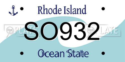 SO932 Rhode Island License Plate