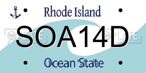 SOA14D Rhode Island License Plate